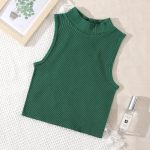 green ribbed crop top