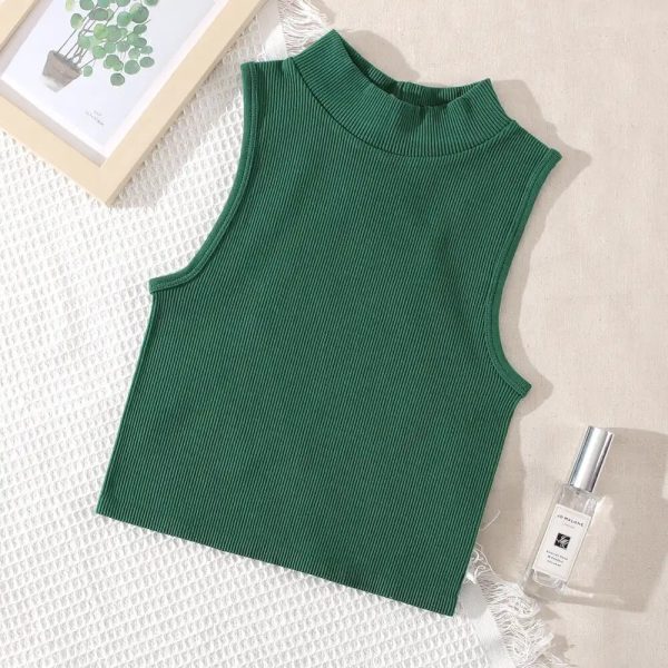 green ribbed crop top