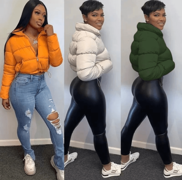 Crop puffer jackets