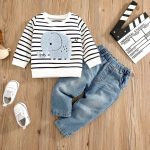 boys elephant themed jeans set