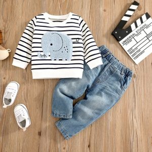 boys elephant themed jeans set
