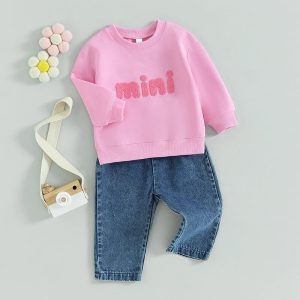 Mini themed girls jeans set