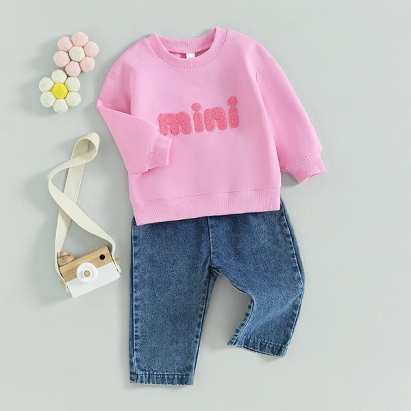 Mini themed girls jeans set