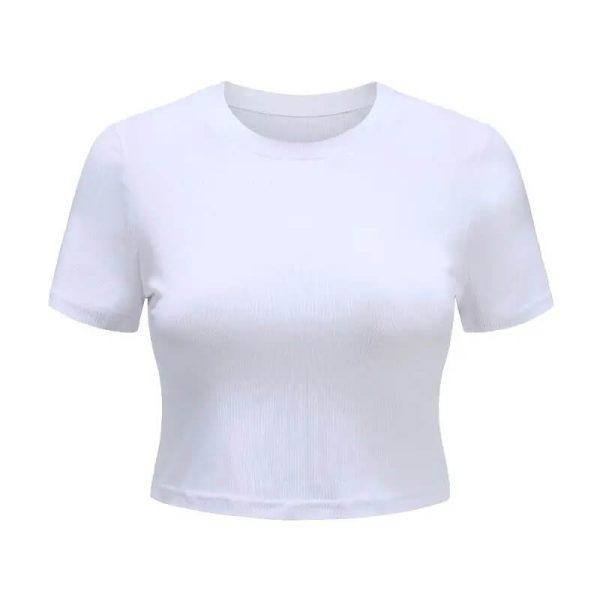 Short sleeved ribbed crop top