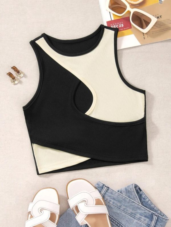 Color block crop vest