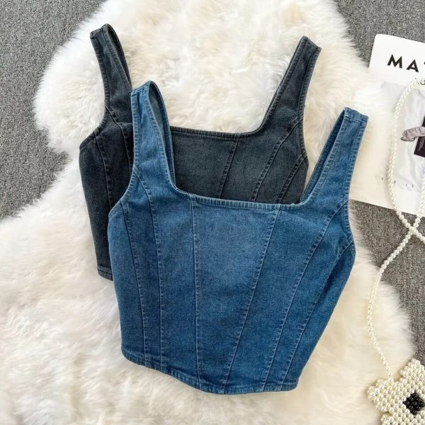 Soft denim vest top