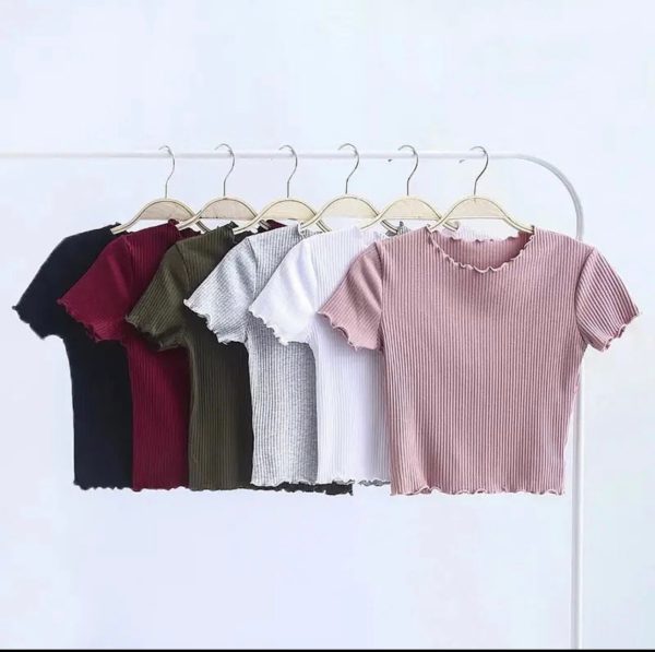 Ruffle neck crop top
