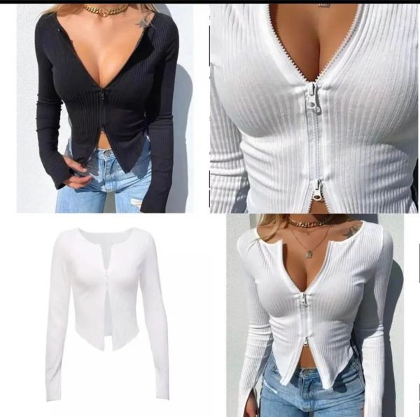 Double zipper women top