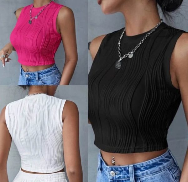 Sleeveless rib knit tank top