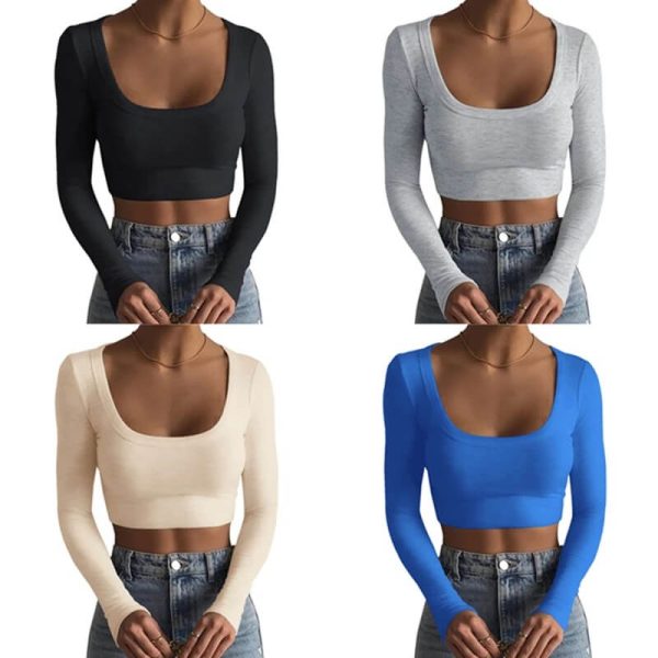 Ribbed hollow neck crop top