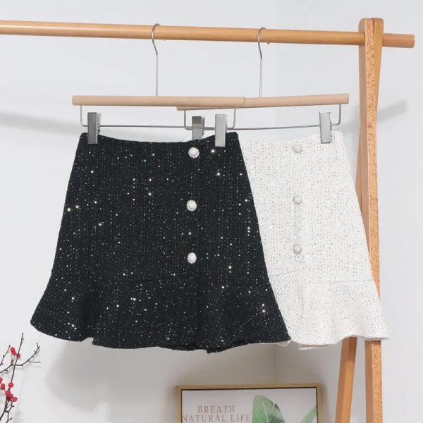 Fish design tweed skirt