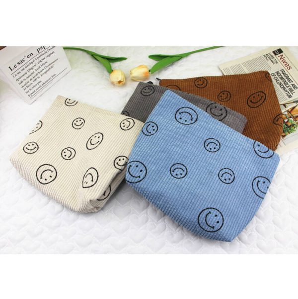 Corduroy Smiley Pencil/Makeup Pouch.