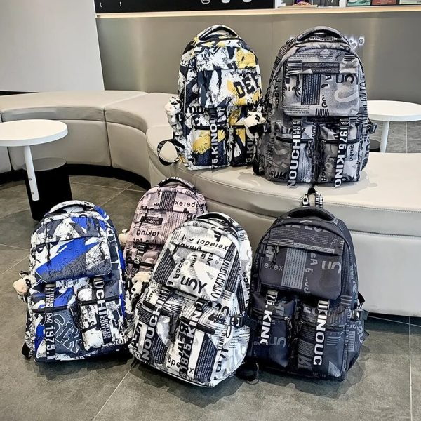 Pink Graphic Zipper Print Backpack.