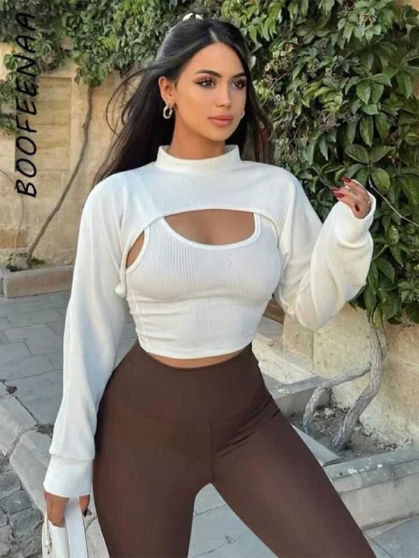 Ribbed two piece crop top