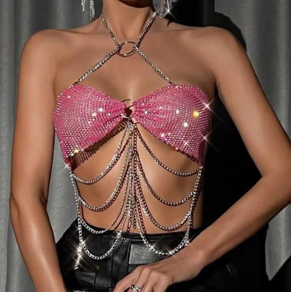 Halter rhinestones top