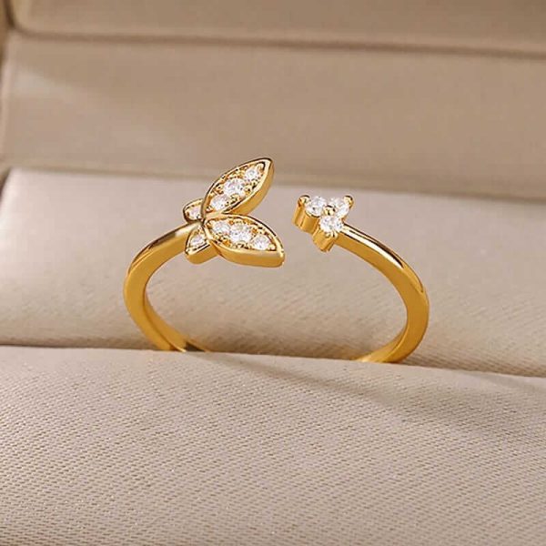Gold butterfly ring