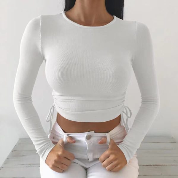 Side drawstring top