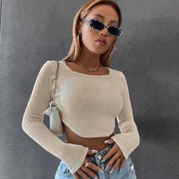 Stitch knit crop top