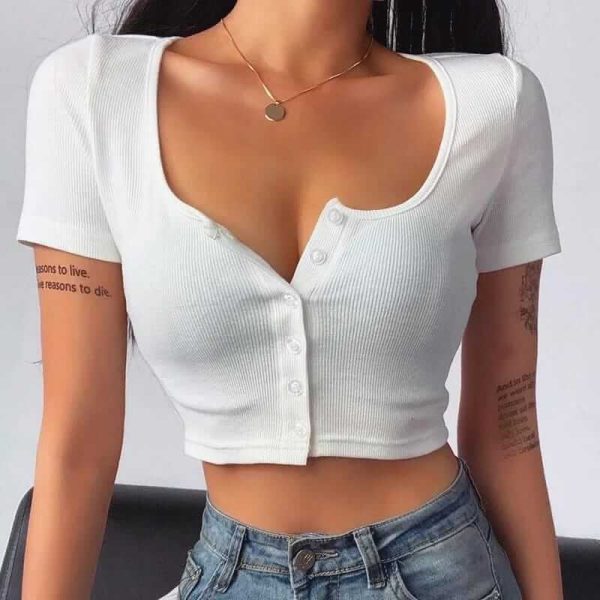 Buttoned down crop top