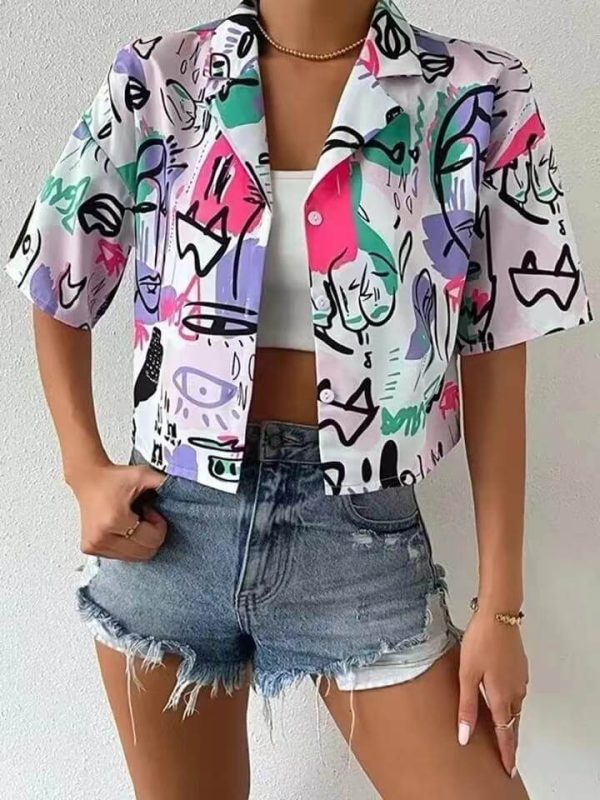 Persona print crop shirt