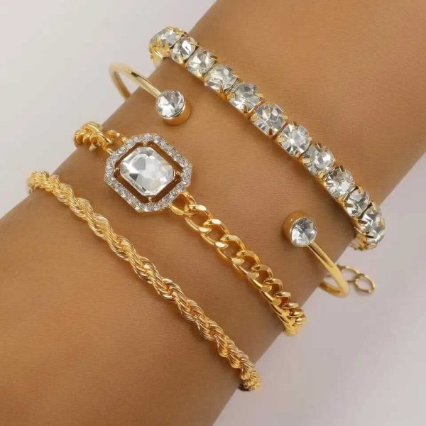 Gold crystal 4pcs bracelet