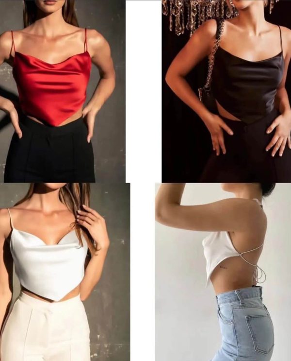 Silk backless crop top