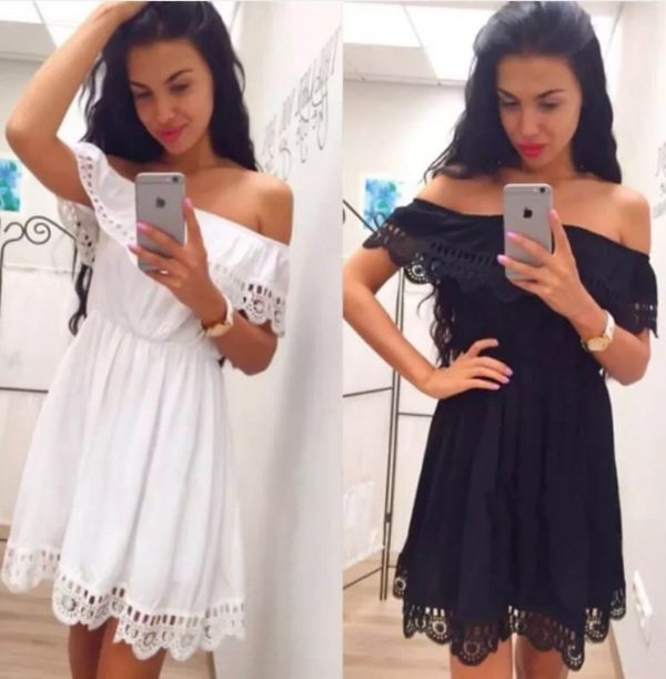 Plain off shoulder summer dress