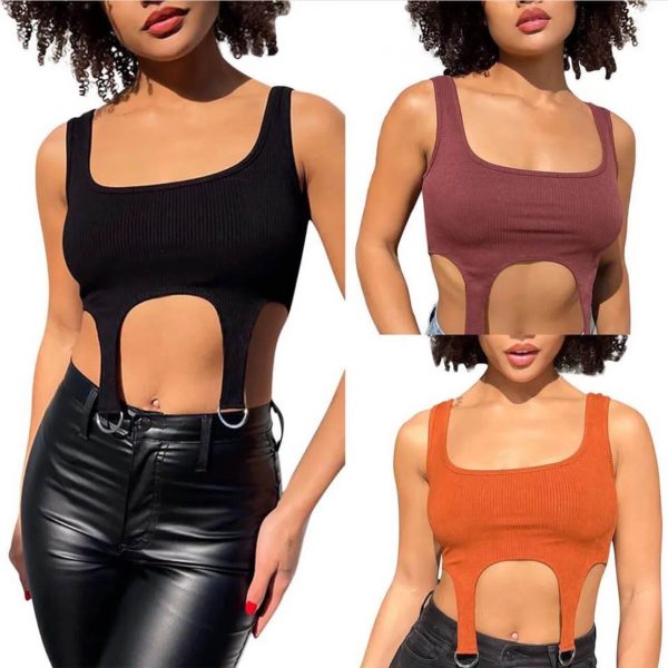 Ribbed sleeveless double strap top